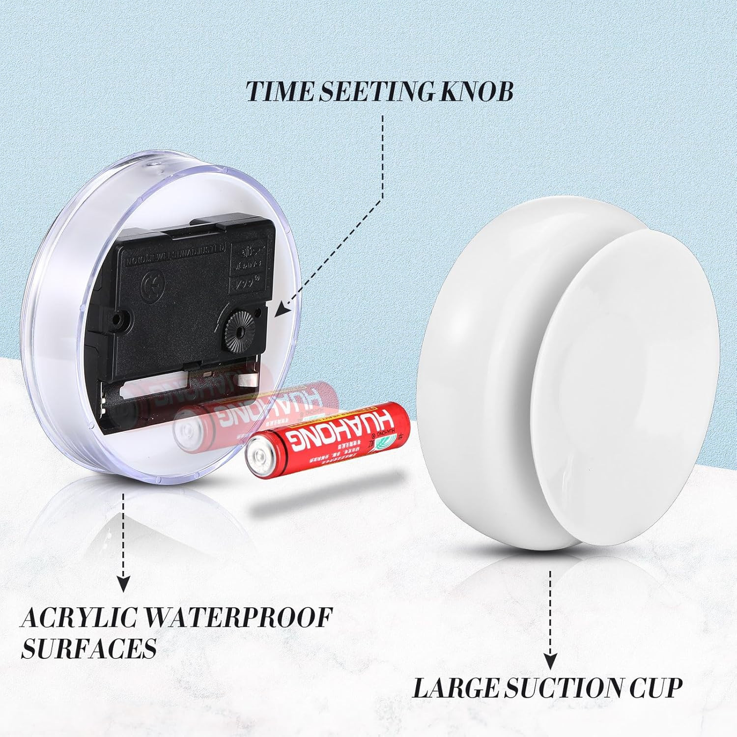 Waterproof Bathroom Clock Small Digital White Shower Wall Clock with Easy Readin gallery