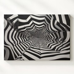 Wall Art Optical Vortex Canvasabstract Black & White Illusion Art