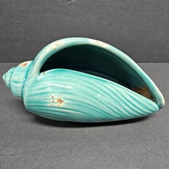 Distressed Ceramic Seashell Glazed Conch Shell Beach Ocean Home Decor 8″