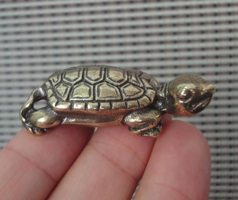 Solid Brass Turtle Decorative Figurine Small Animal Bronze Color Statue gallery