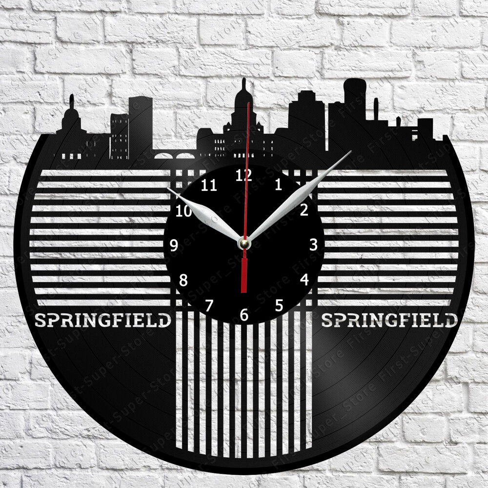 Springfield Skyline Vinyl Record Wall Clock Home Fan Art Decor 12'' 30 cm 6719 gallery