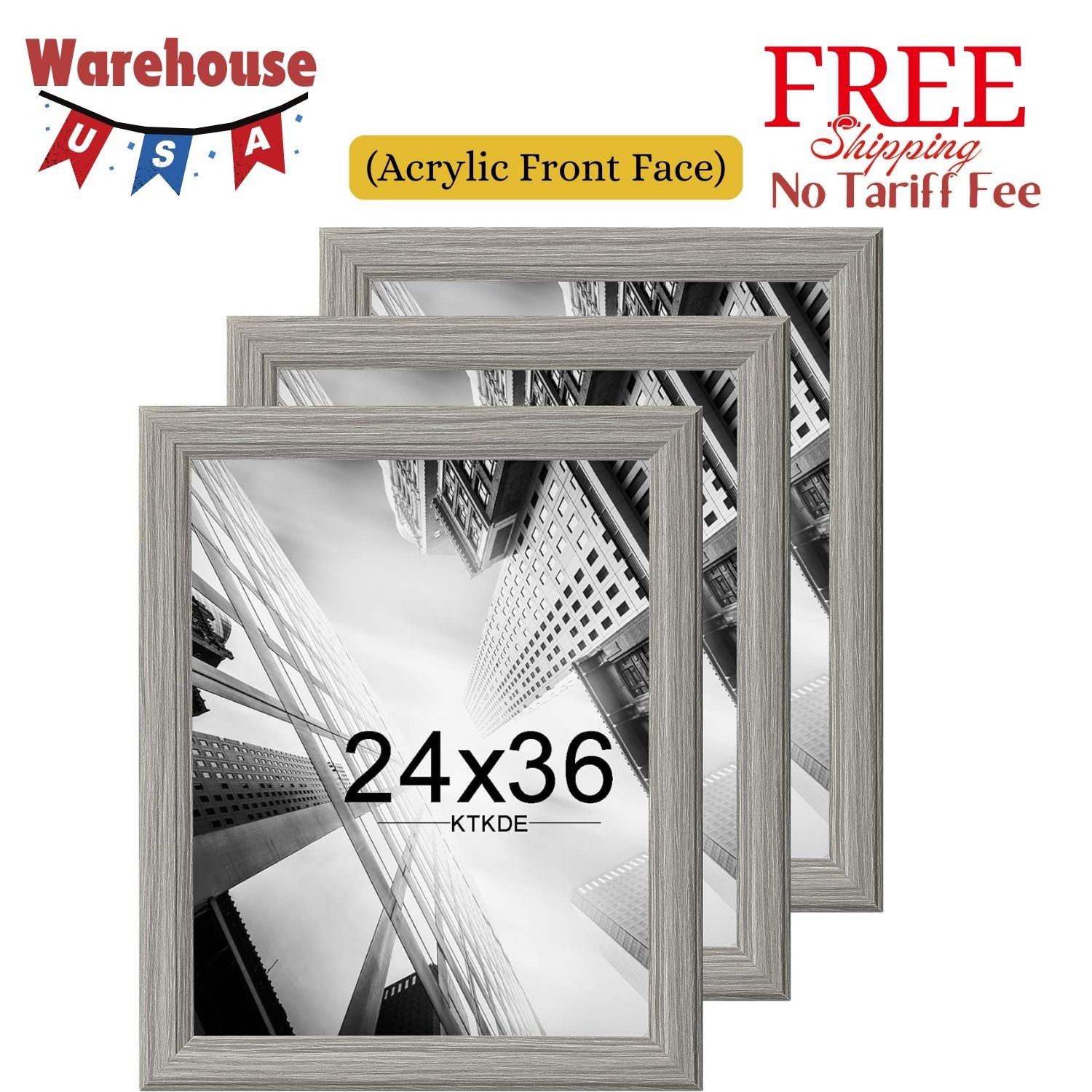 24X36 Poster Frame 3 Pack,Picture Frames Wooden Gray 36 by 24 in for Pictures gallery