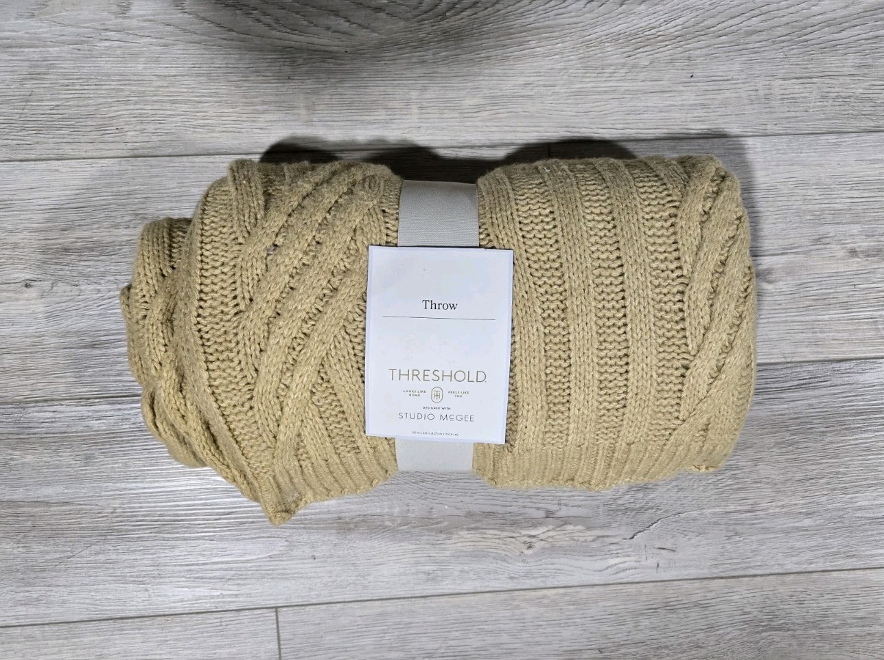 Tan Cable Rib Throw 50 x 60" Threshold designed with Studio Mcgee gallery