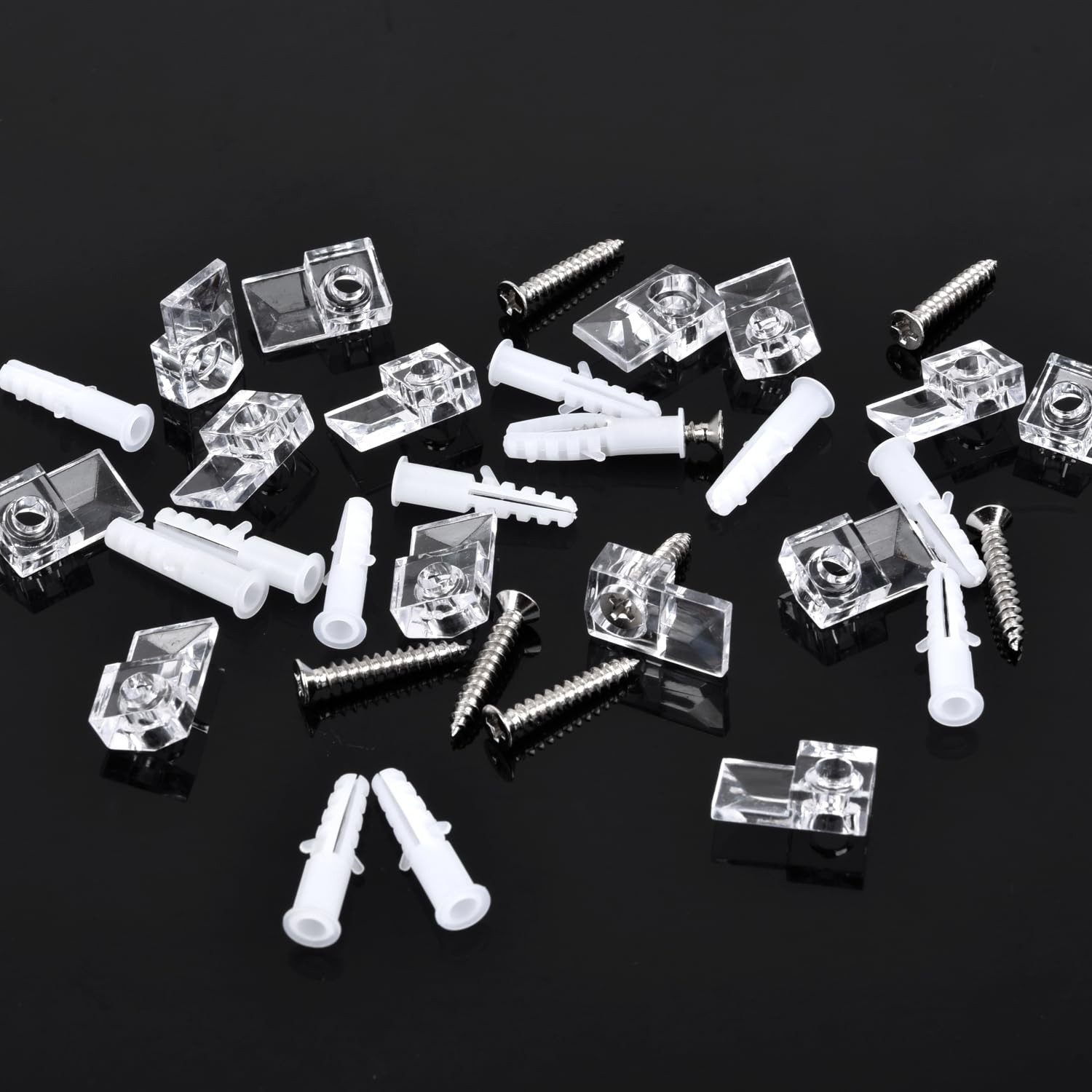 Mirror Holder Clips Set 30 Sets Mounting Hardware with Screws Clear gallery