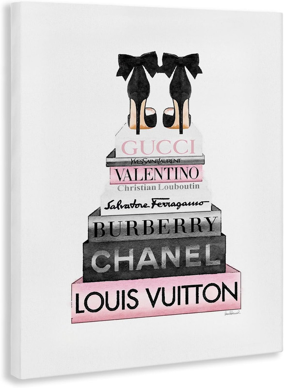 Black Heels Pink Bookstack, Designed by Amanda Greenwood, 16 X 20, Canvas Wall A gallery