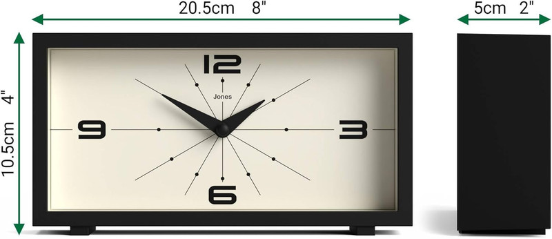 ® Odeon Desk Clock | Modern Rectangular Design | Black | Stylish Retro Look for gallery