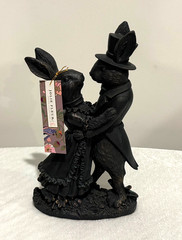 NWT Jolie Fleur Victorian Easter Bunny Couple Black Resin Figurine Statue 10”