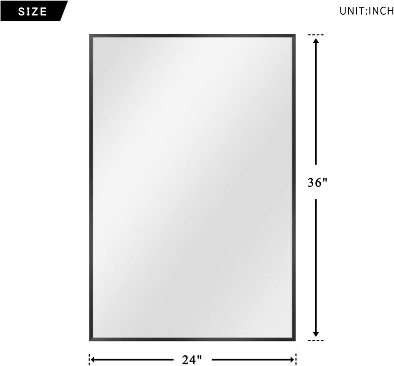 Wall-Mounted Mirror Rectangular Hanging Mirror Metal Framed Wall Mirror, Best fo gallery