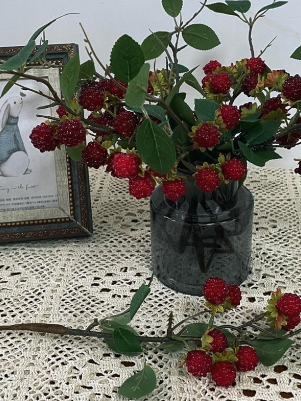 7Pcs Artificial Raspberry Plant Stems 15.7'' Simulated Berry Bouquet for Home... gallery