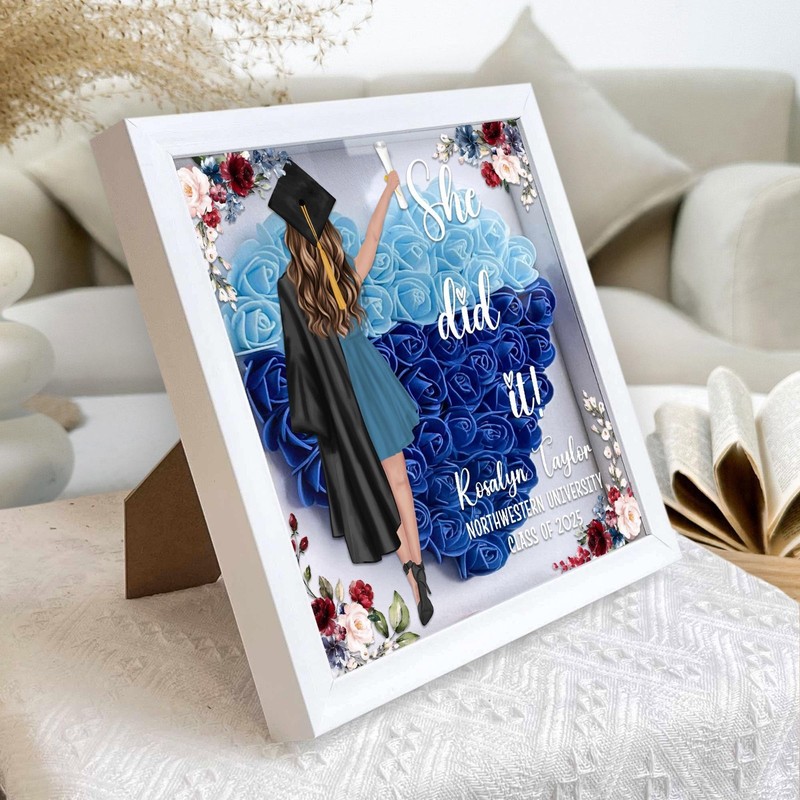 Personalized Graduation Flower Shadow Box Class of 2025 Keepsake High School Gif gallery