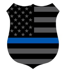 Black Subdued Reflective Thin Blue Line Badge Flag Law Decal multiple size