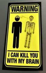 Fridge Magnet: WARNING – I CAN KILL YOU WITH MY BRAIN (Funny Gag Gift)