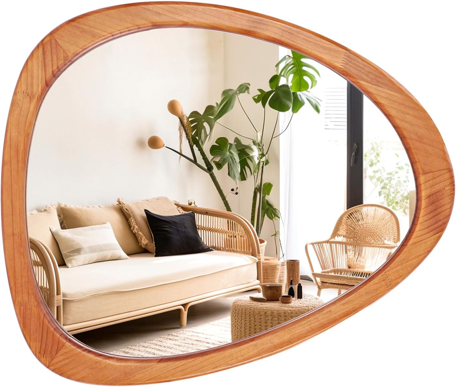 Irregular Asymmetrical Wall Mirror with Wood Frame - 23" H x 19" W gallery