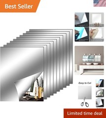 Fantasyon 10 Pieces Flexible Mirror Sheets, Self Adhesive Decorative Plastic Mir