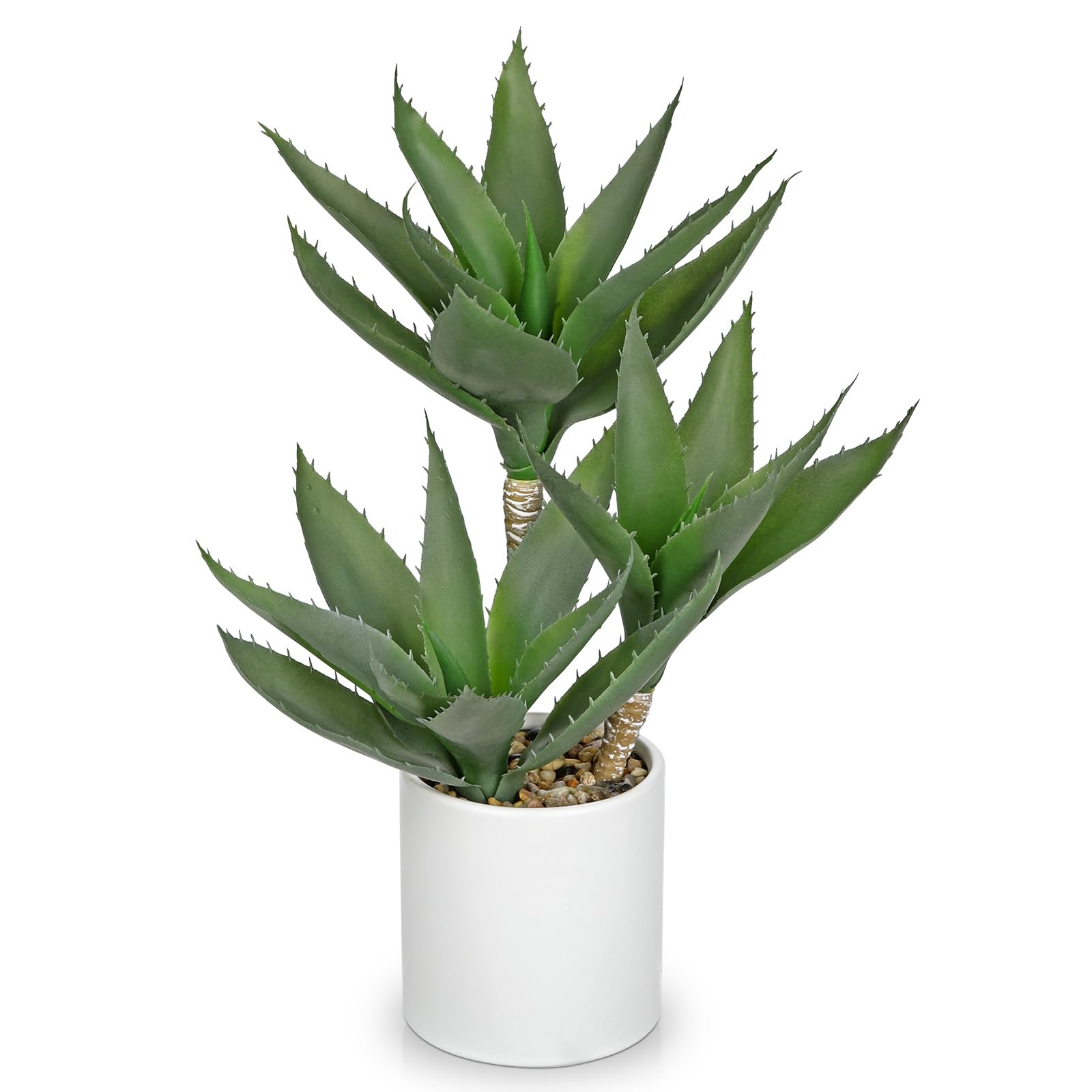 17 Inch Large Artificial ThreeHead Agave Succulent Potted Faux Aloe gallery