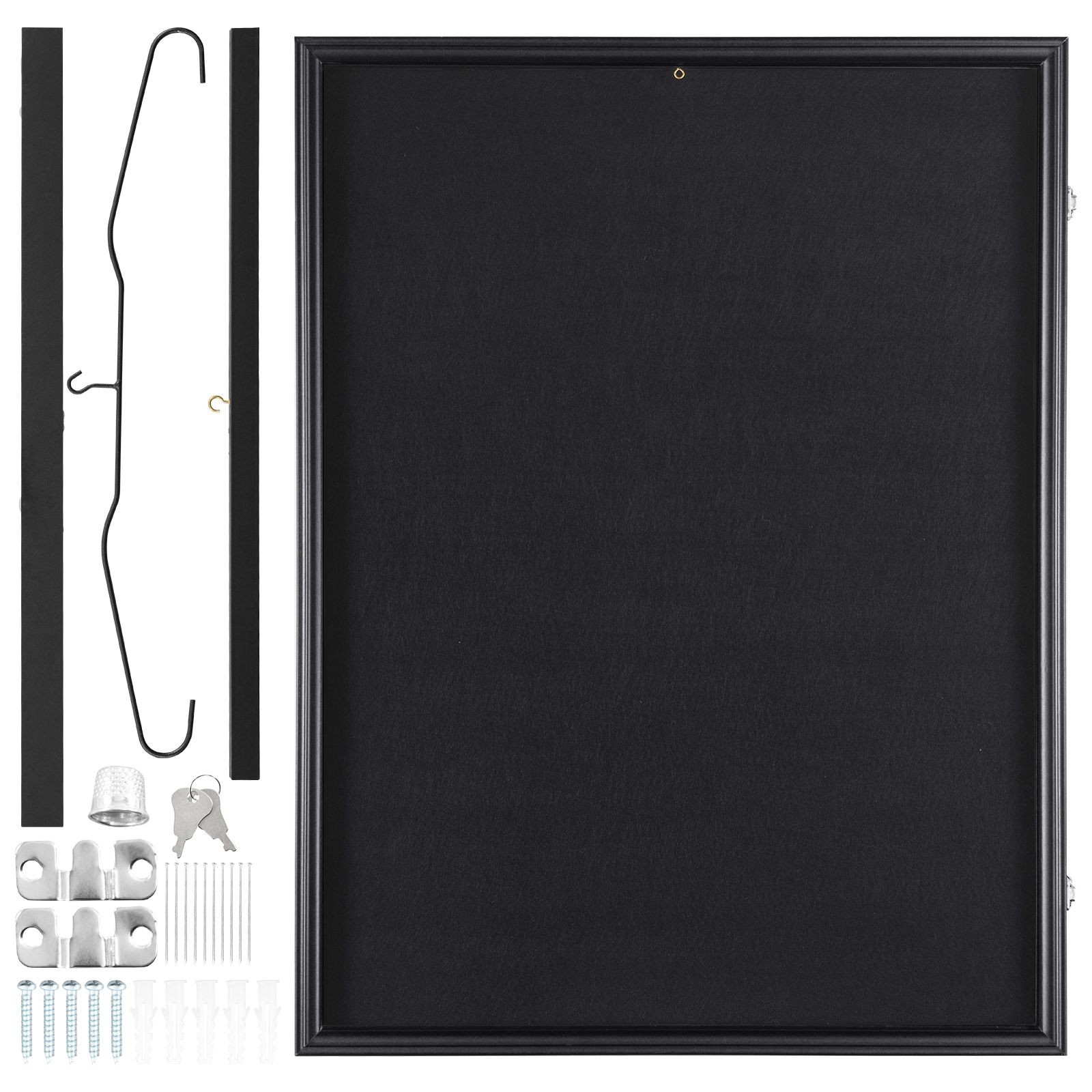 24x32in Jersey Display Case,Matte Black Wood, PC Glass, Hangers & Pins gallery