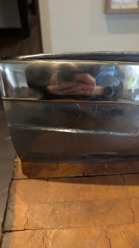 Uttermost Contemporary Rectangular Metal Vase 20073 Dark Nickel Chrome 8x15x4 gallery