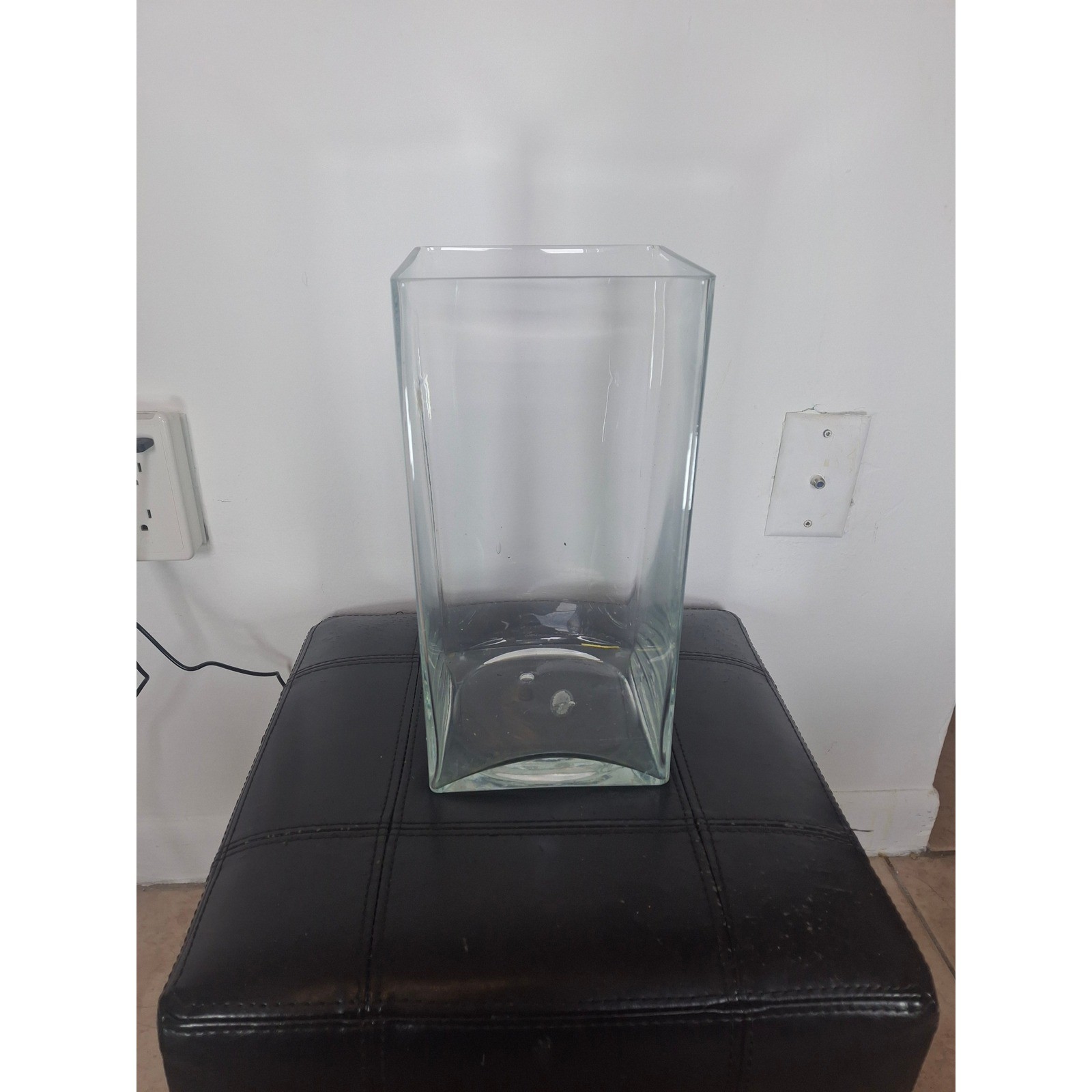 Clear Glass Rectangular Vase Tall Modern Geometric Floral Centerpiece Block gallery