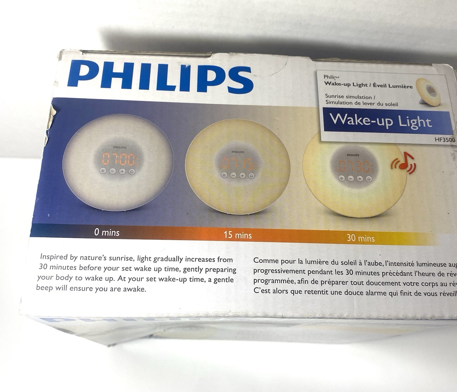 Philips Wake-Up Light Sunrise Simulation LED Gentle Beep Snooze Sealed HF3500/60 gallery