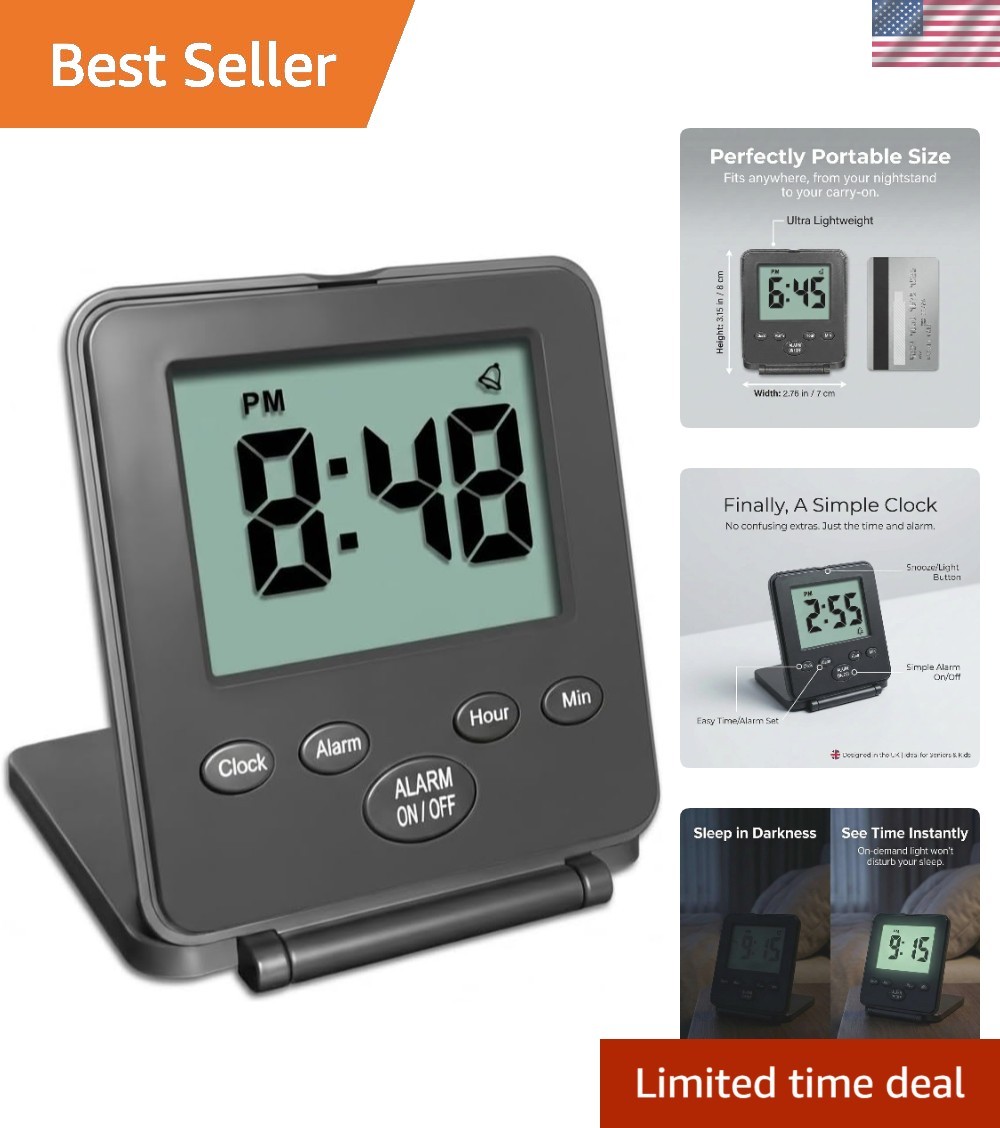 Simple Digital Alarm Clock - Battery Powered with Night Light & Snooze Feature gallery