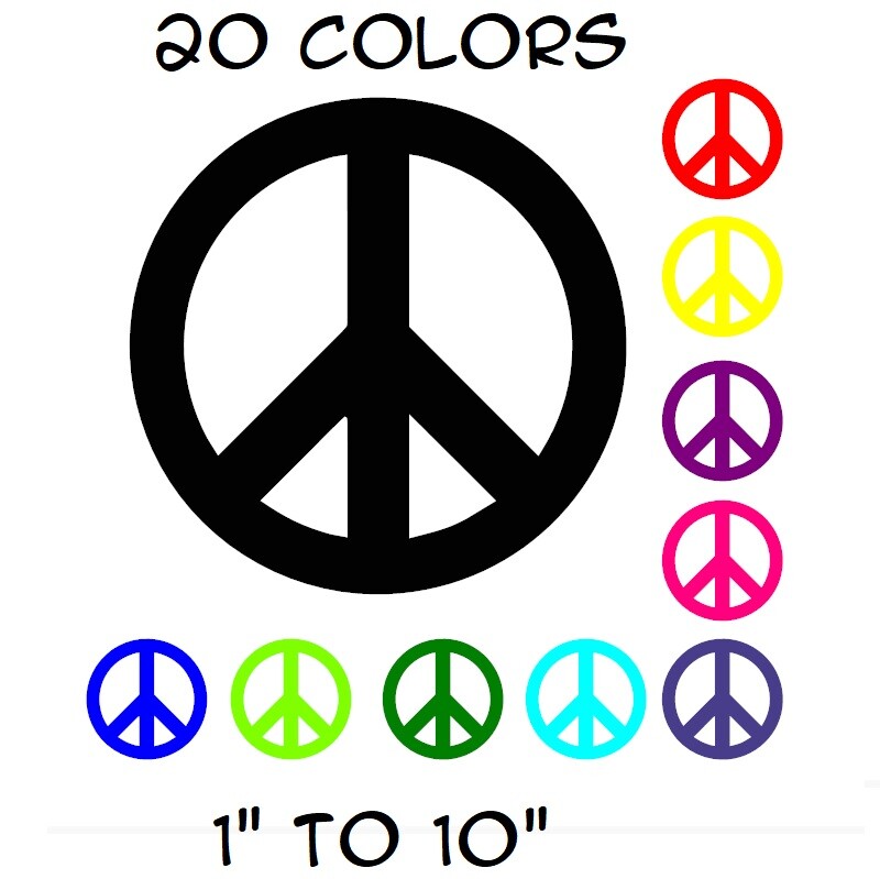Peace Sign Sticker Vinyl Decal - Love Symbol Car Window Bumper Hippie 1" to 10" gallery