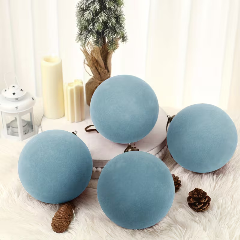 8 Pieces Large Velvet Decorative Hanging Ornaments Grey Blue gallery