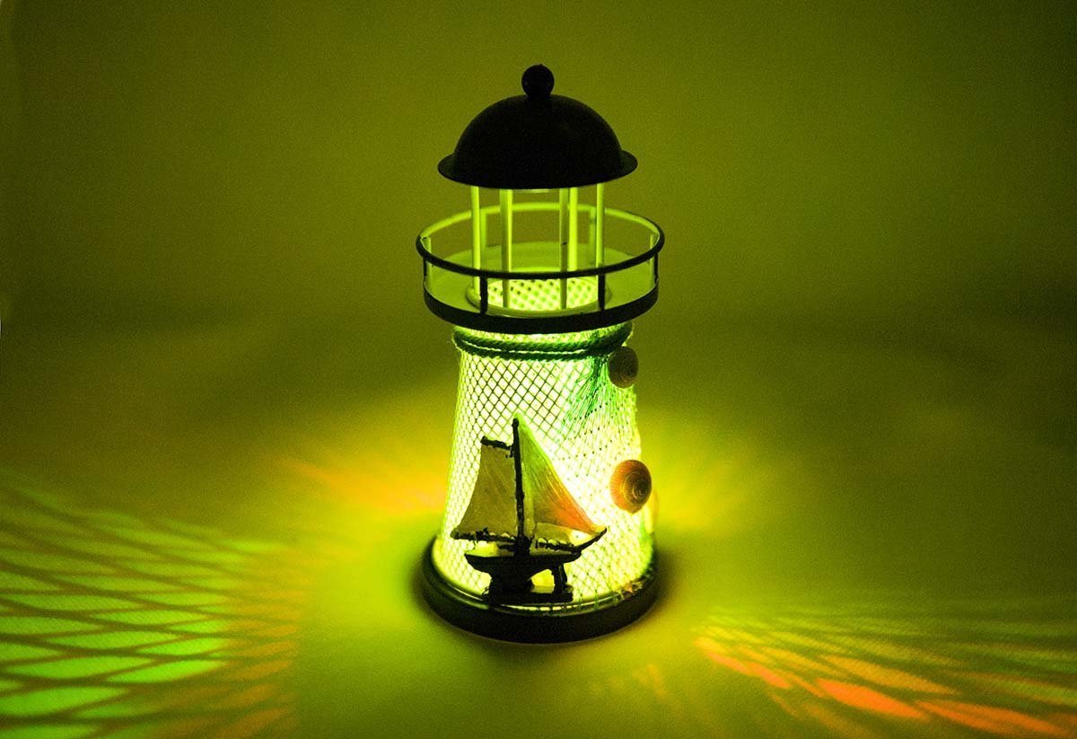 Nautical Metal Lighthouse Color Changing LED Night Light Home Vintage Decor gallery
