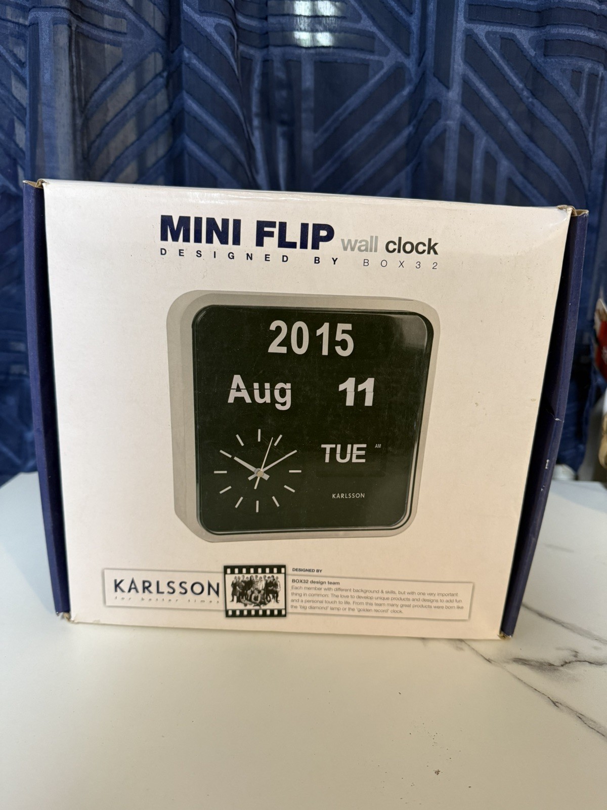 Karlsson Retro Square Mini Flip Calendar Clock Silver/Black Quartz Wall or Desk gallery