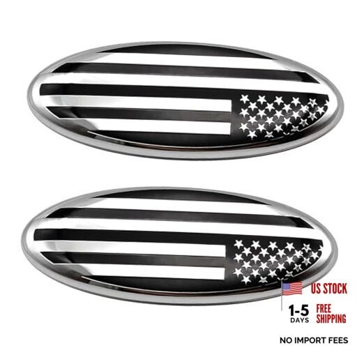 2PCS 9 Inch Front Grille Rear Tailgate Emblem Compatible with 04-14 9in Silver gallery