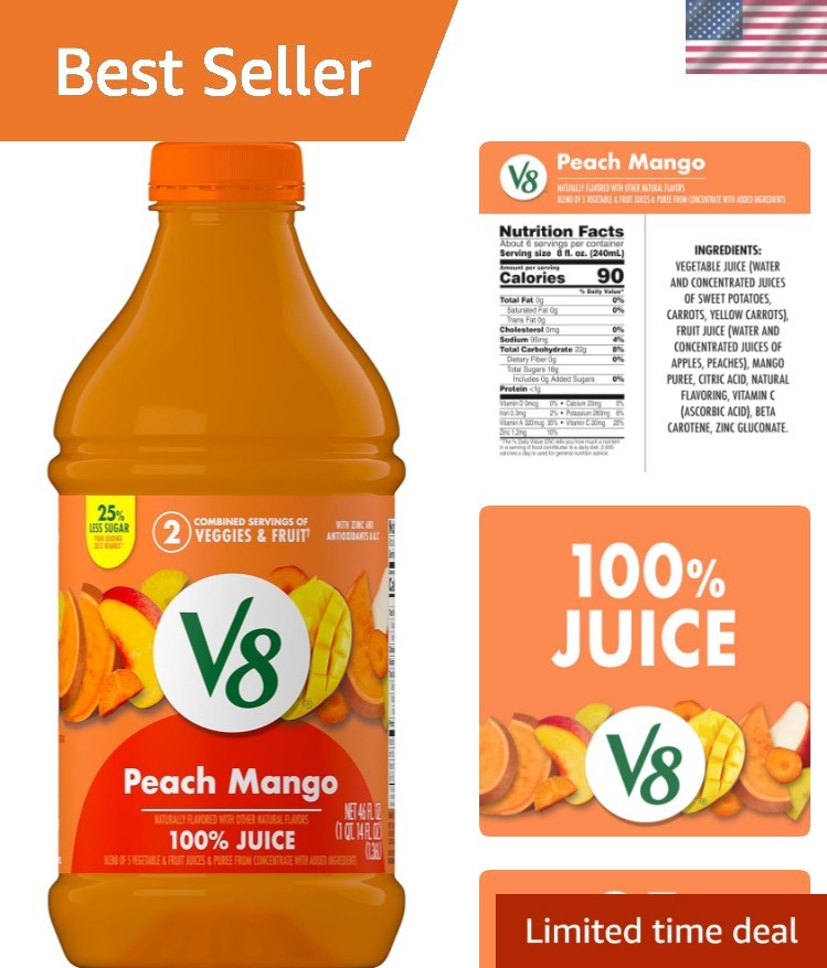 Peach Mango 100% Fruit & Vegetable Juice, 46 Fl Oz - Delicious & Nutritious gallery