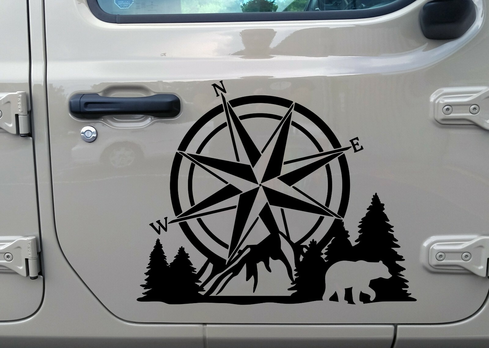 Compass Bear Mountain Forest Scene V2 - Camping RV Graphics Scenery - Die Cut gallery