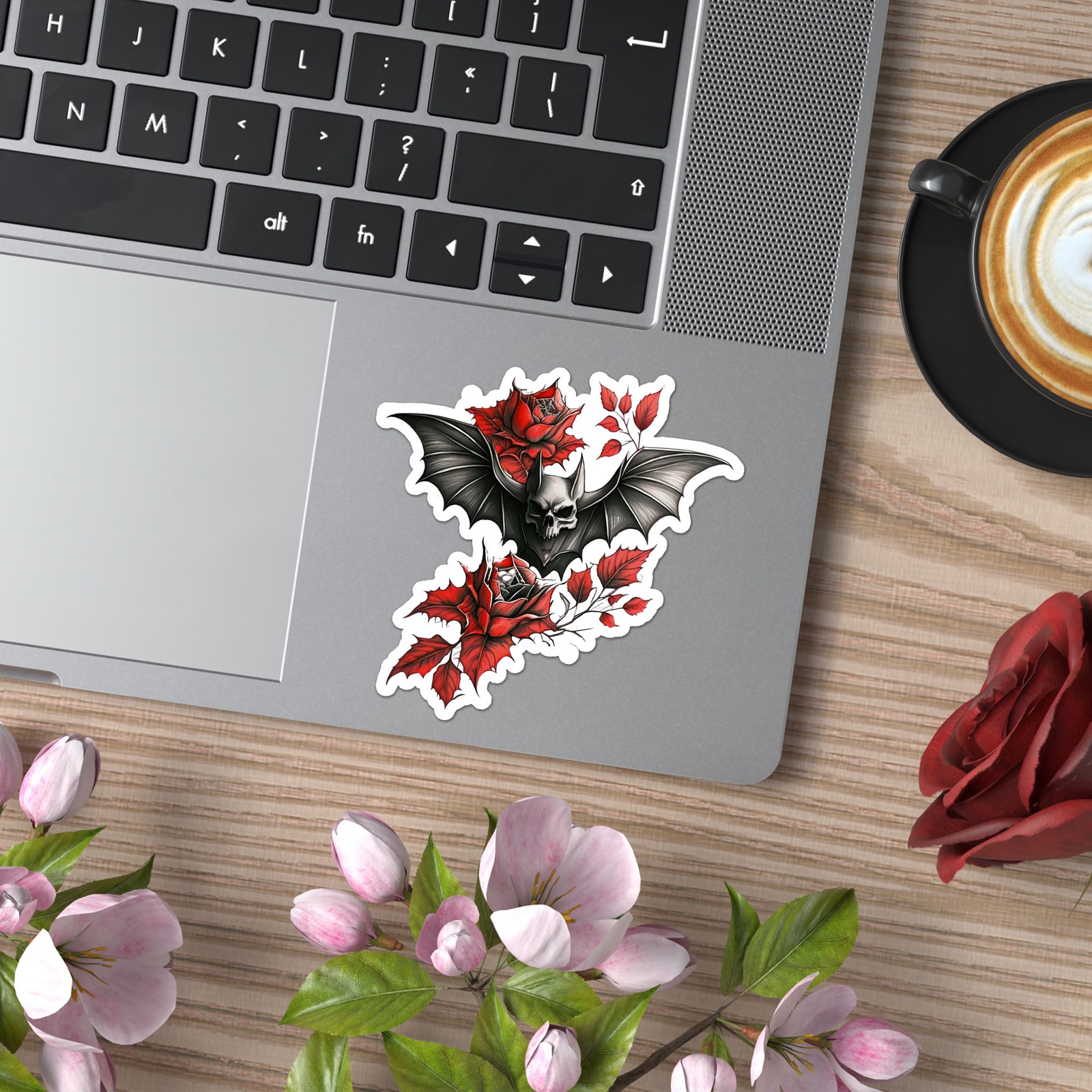 Flying Bat Red Roses - Vinyl Decal Sticker - Car Window Laptop - ebn9995 gallery
