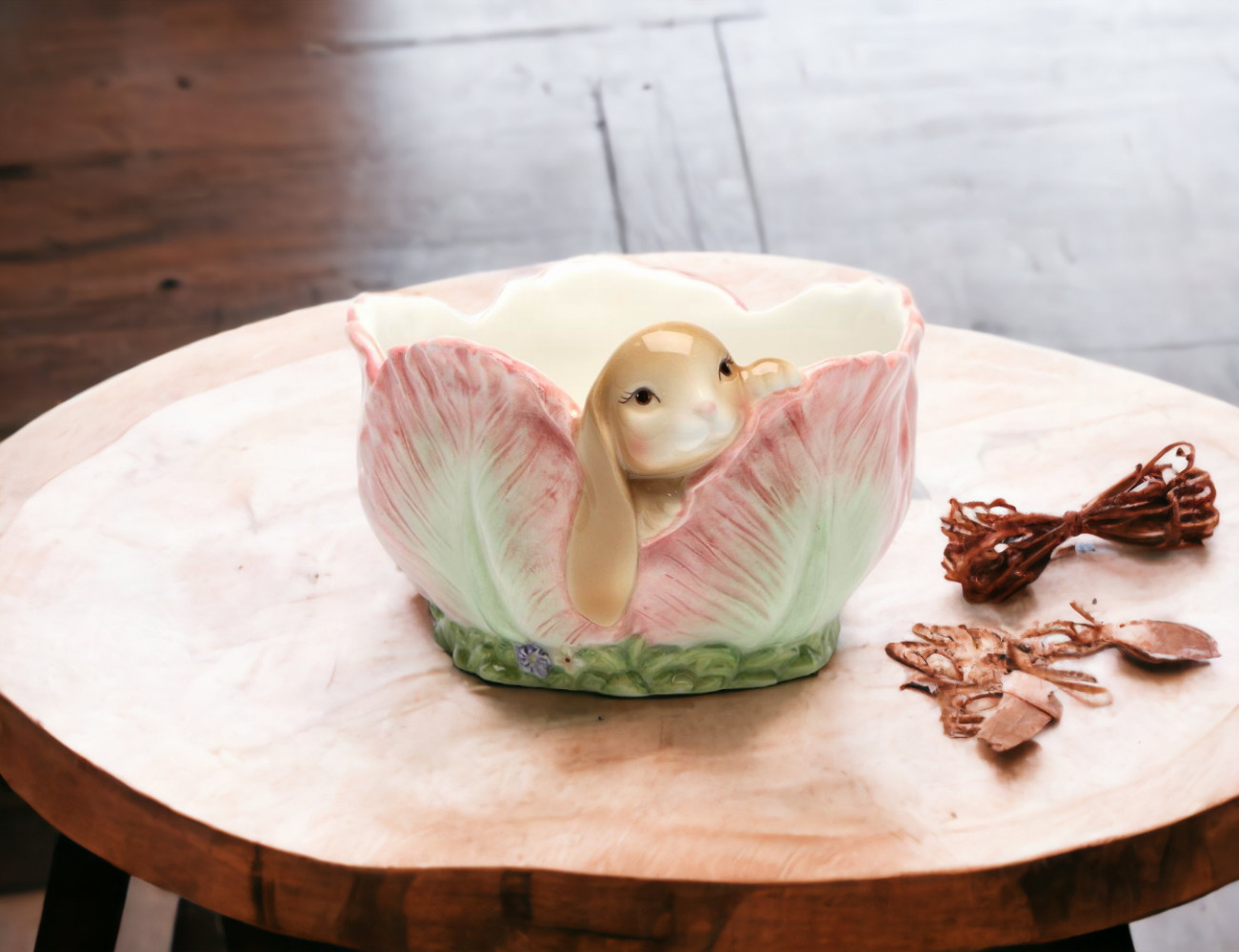 Ceramic Easter Bunny Rabbit in Flower Candy Bowl, Home Décor, Gift for Her, Gift gallery