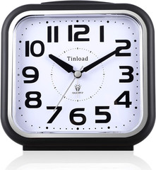 5.5″ Large Analog Alarm Clock Silent Non Ticking, Gentle Wake, Beep Sounds, Incr