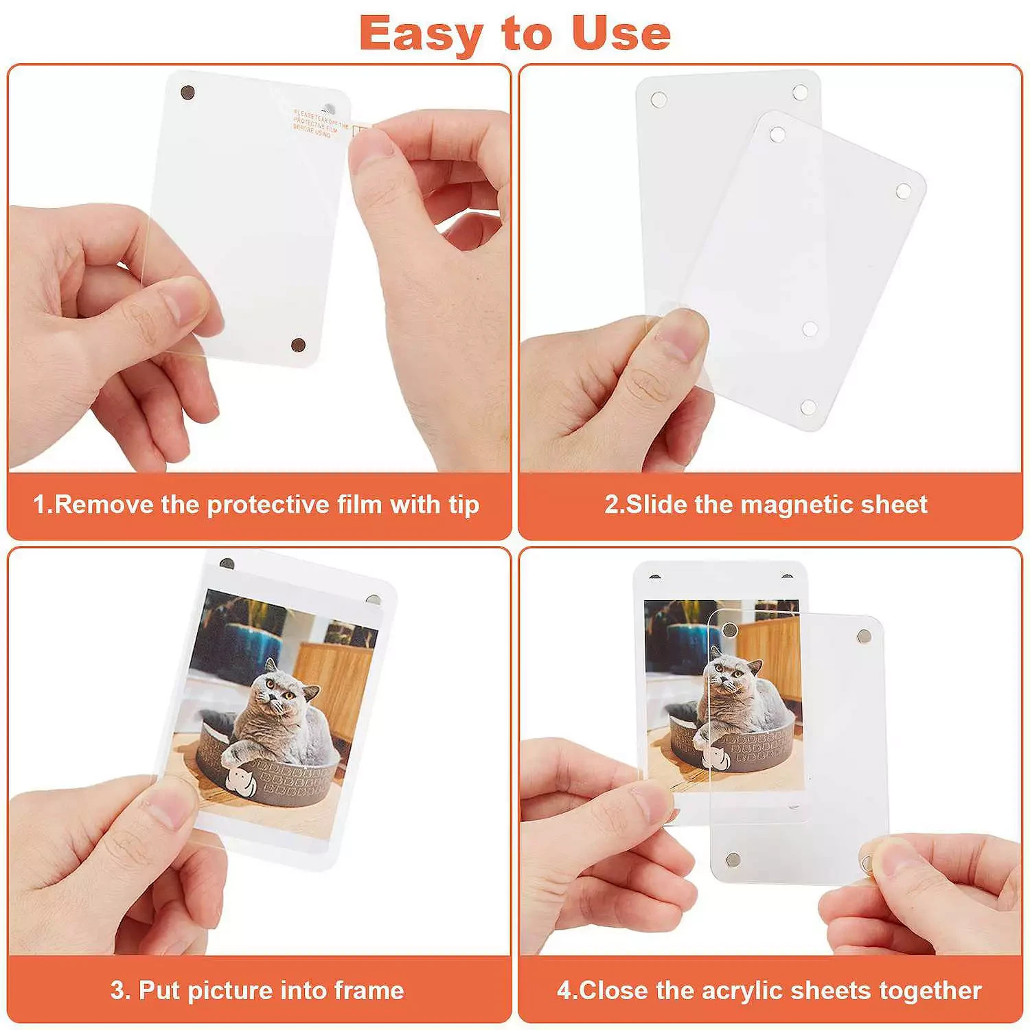 12 Pack High Transparency Acrylic Magnetic Photo Frame for Refrigerator gallery
