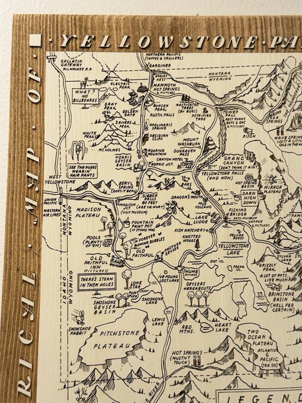 YELLOWSTONE SOLID WOOD FUN ENGRAVED MAP/WALL ART - JH Listed Separately-Unique! gallery