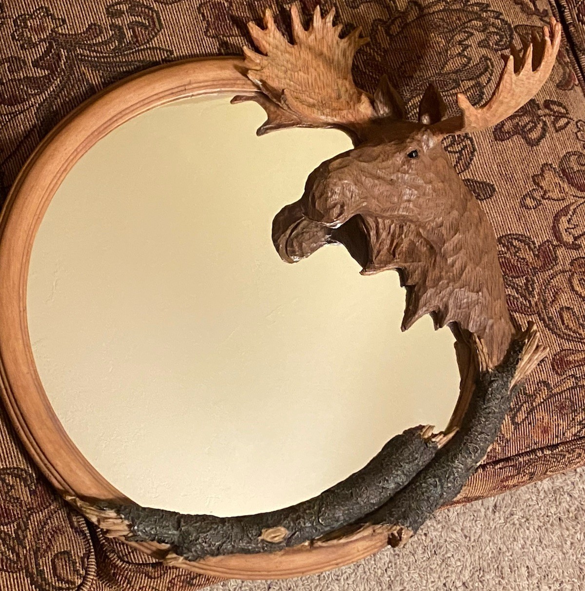 Rustic Cabin Round Moose Mirror gallery