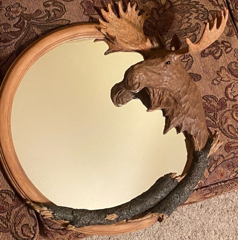 Rustic Cabin Round Moose Mirror gallery
