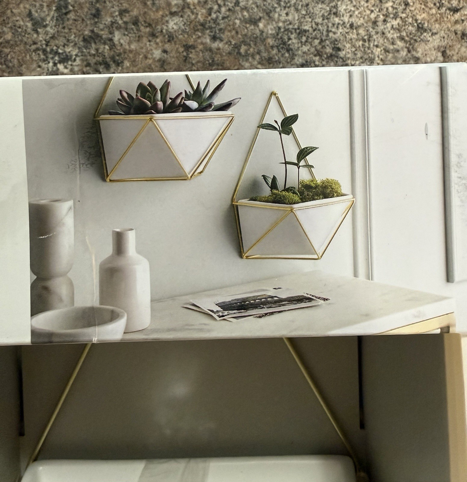Project 62 Ceramic Succulent Geometric Hanging Wall Planter White/Gold- 52435749 gallery