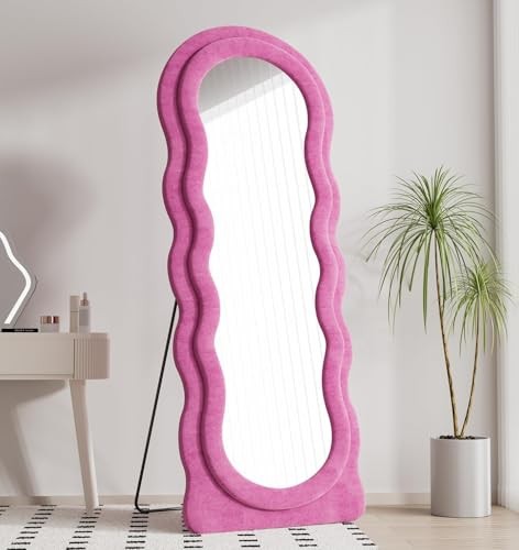 Full Length Mirror, 63" x 24" Irregular Wavy 63"L x 24"W Wavy Mirror - Pink gallery