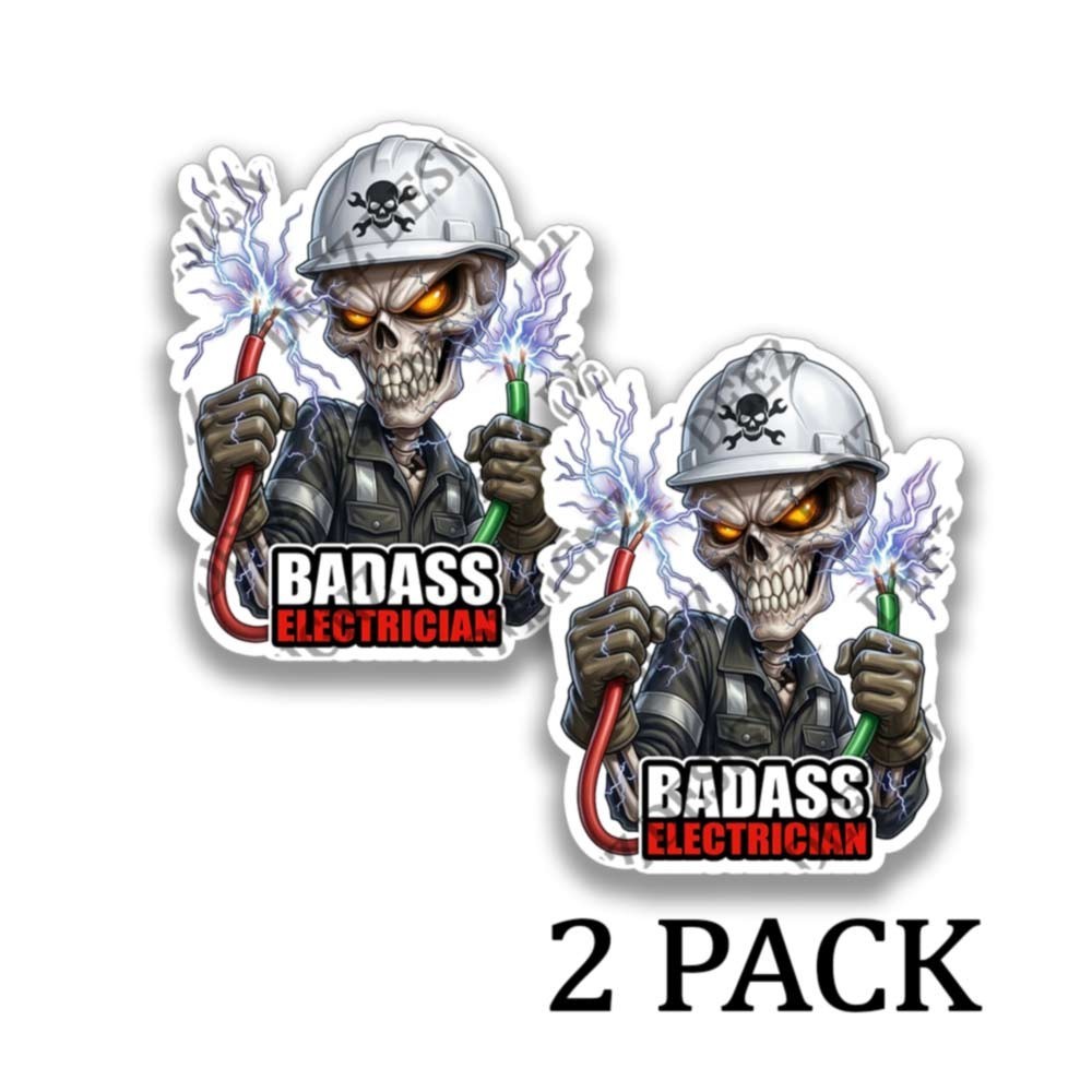 Electrical Worker Skeleton Sticker Funny Skull Vinyl Decal Waterproof 2 PACK gallery