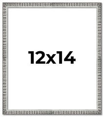 12×14 Frame Silver Grey Distressed Solid Wood Picture Frame | 0.75 Inch Moulding
