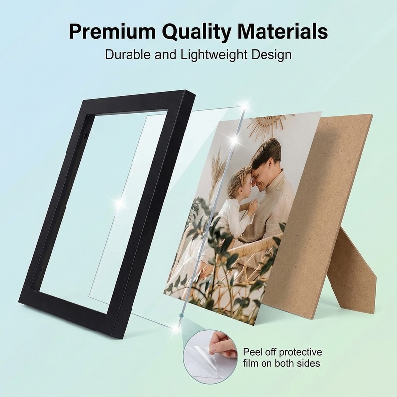 8 Pack 8x10 Picture Gallery Wall Frame Set Collage Tabletop Plastic Glass, Black gallery