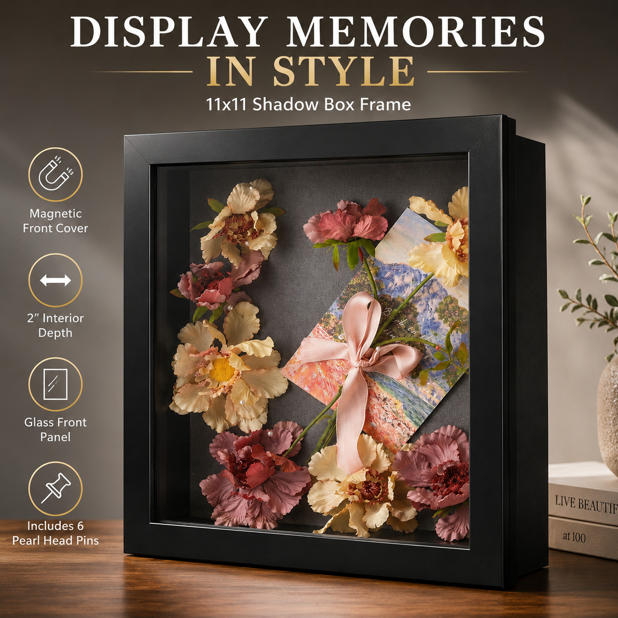 11x11 Shadow Box Frame Display Case 2-inch for Collages Mementos Collections gallery