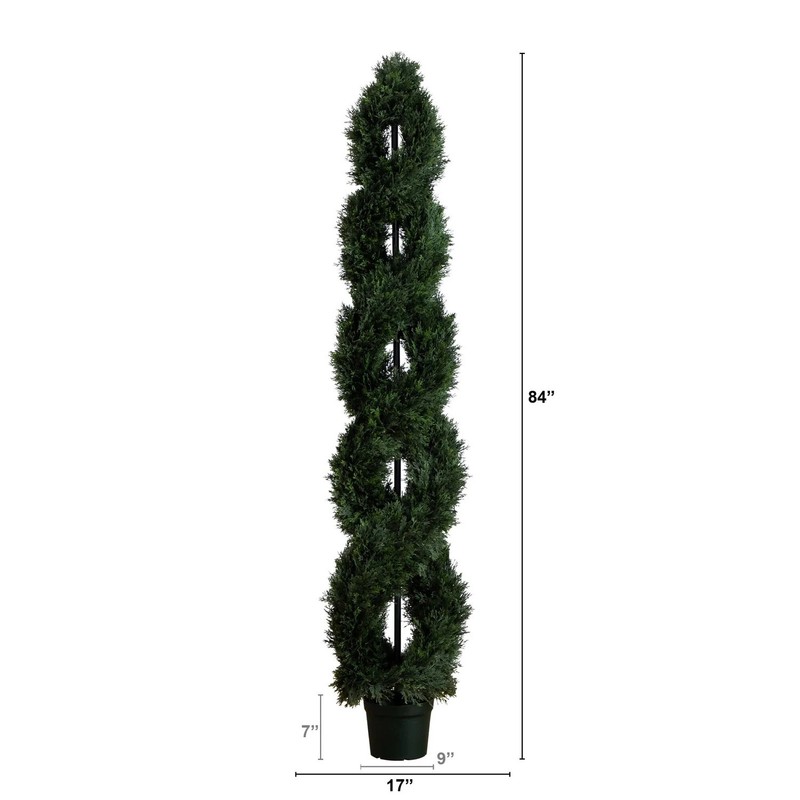 7’ Artificial Topiary Cedar Cypress Spiral Tree UV Indoor/Outdoor. Retail $499 gallery