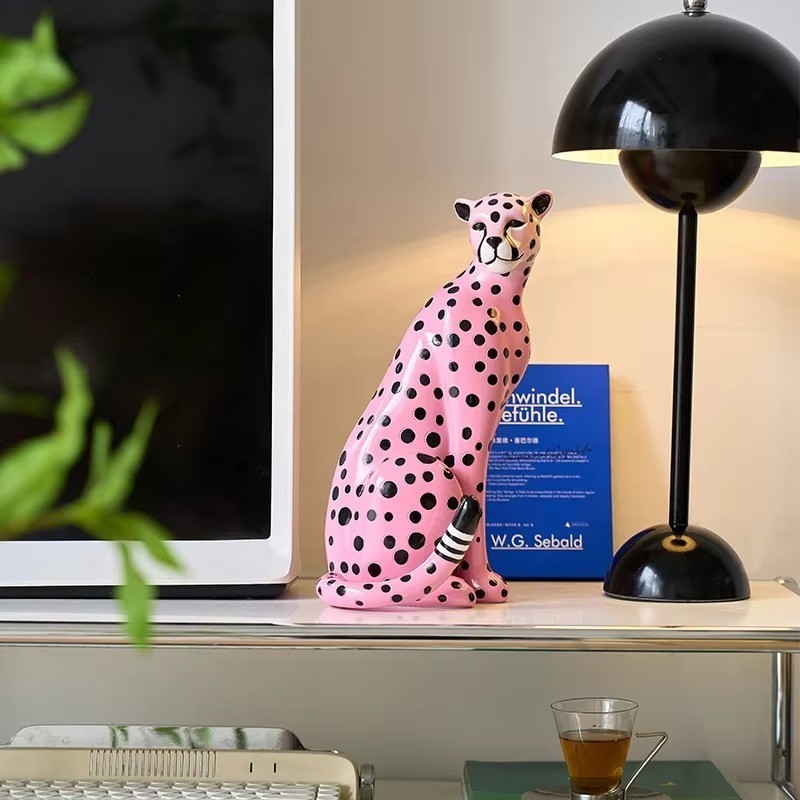 Decorative Pink Leopard Statuette gallery