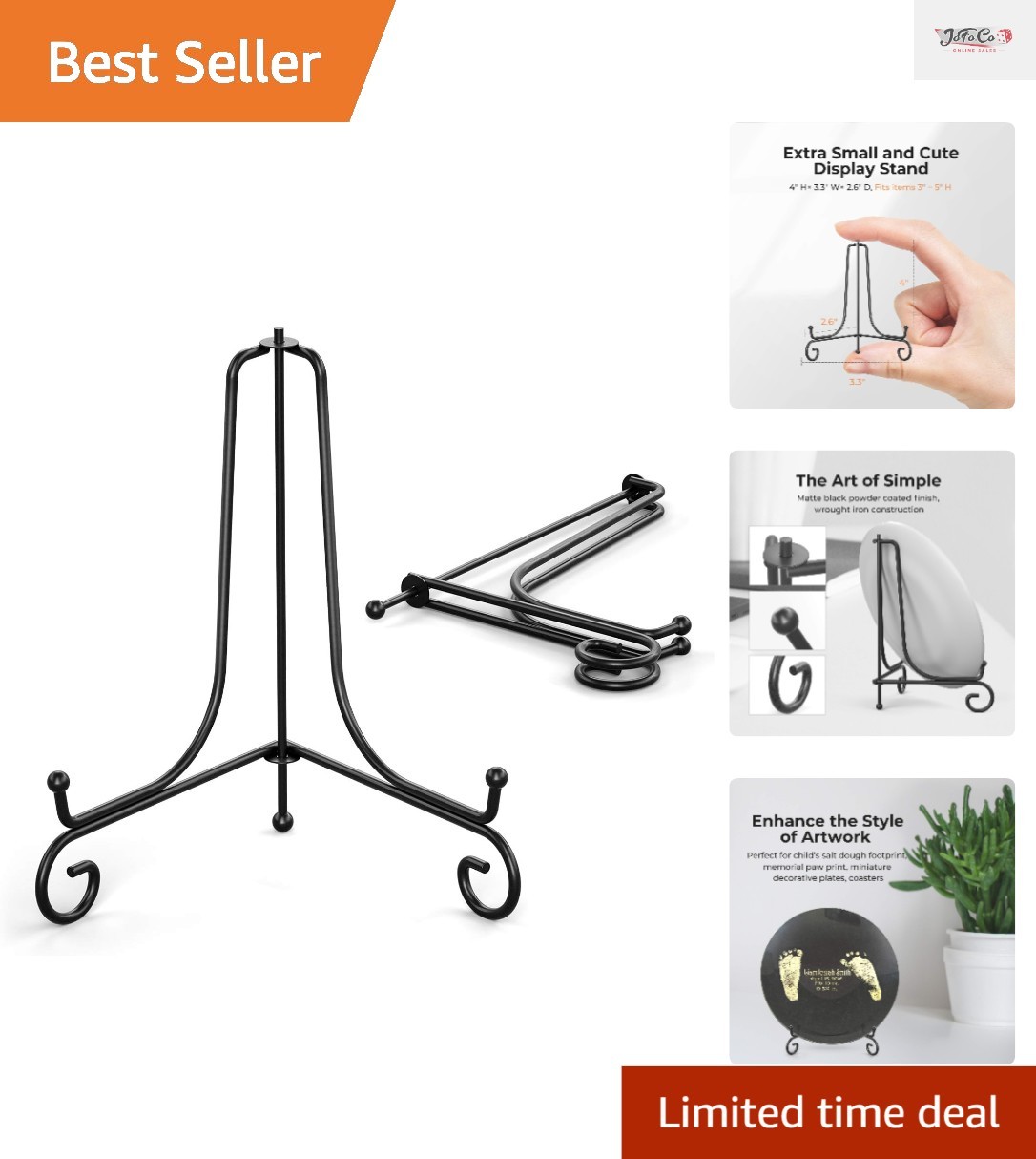 Versatile 2-Pack 4-Inch Plate Stands - Adjustable Black Easel for Art and Photos gallery