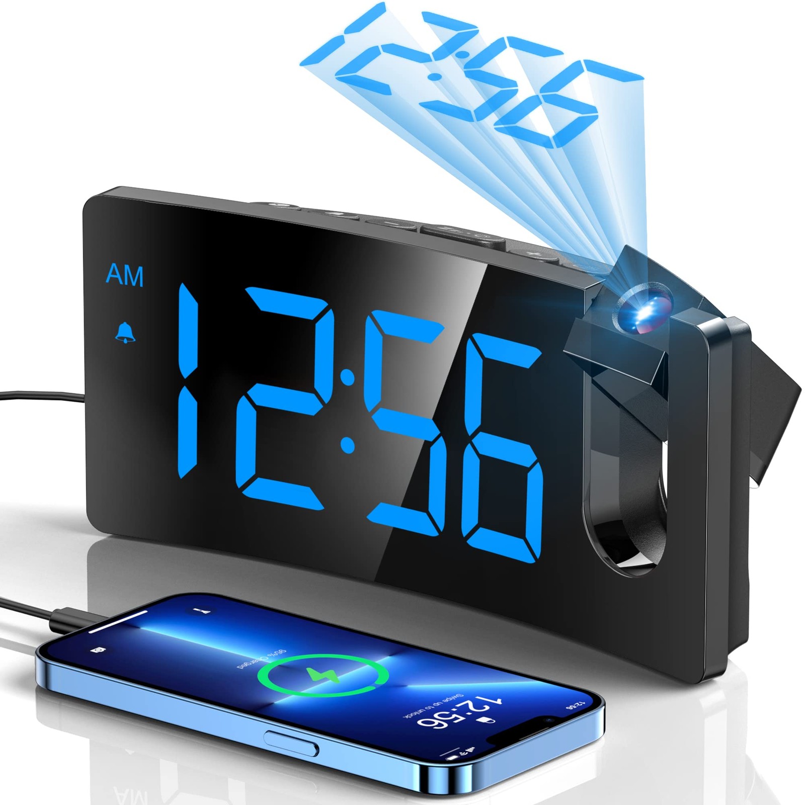 Projection Alarm Clock, Digital Clock with 180° Rotatable Projector, 3-Level ... gallery