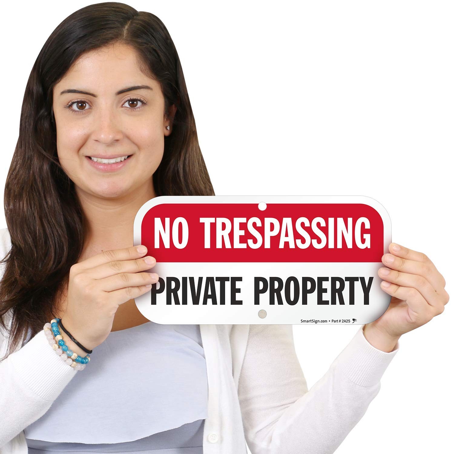 SmartSign No Trespassing Sign, 1 Count (Pack of 1), Black/Red on White gallery