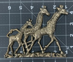 Vintage Solid Brass Giraffe Key Hook Ring Jewelry Holder 6″ Door Africa Antique